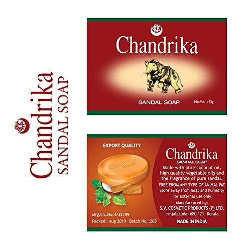 Chandrika Sandal Soap 6-pack shown for family-friendly everyday use.
