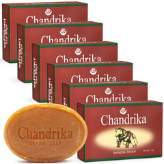 Chandrika Sandal Soap packaging displays a natural, eco-friendly bar for daily cleansing.