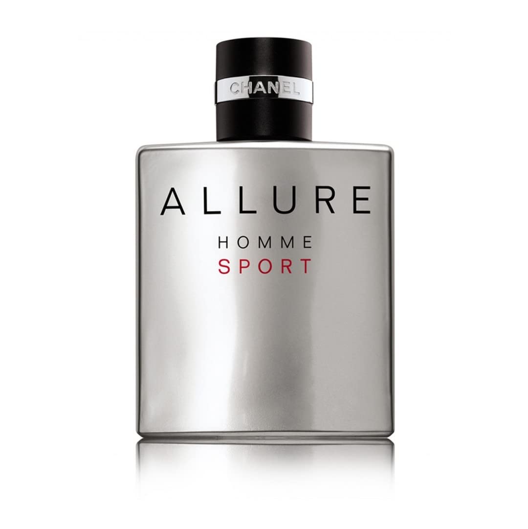Chanel Allure Sport packaging closeup emphasizes premium design suitable for gifting.