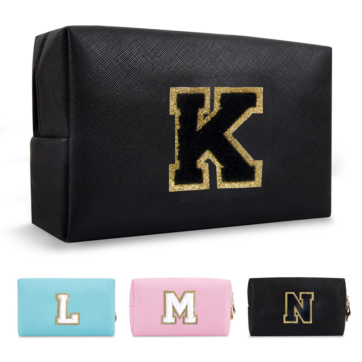 ChaoGreat personalized makeup bag with chenille patch, soft daily-use touch.