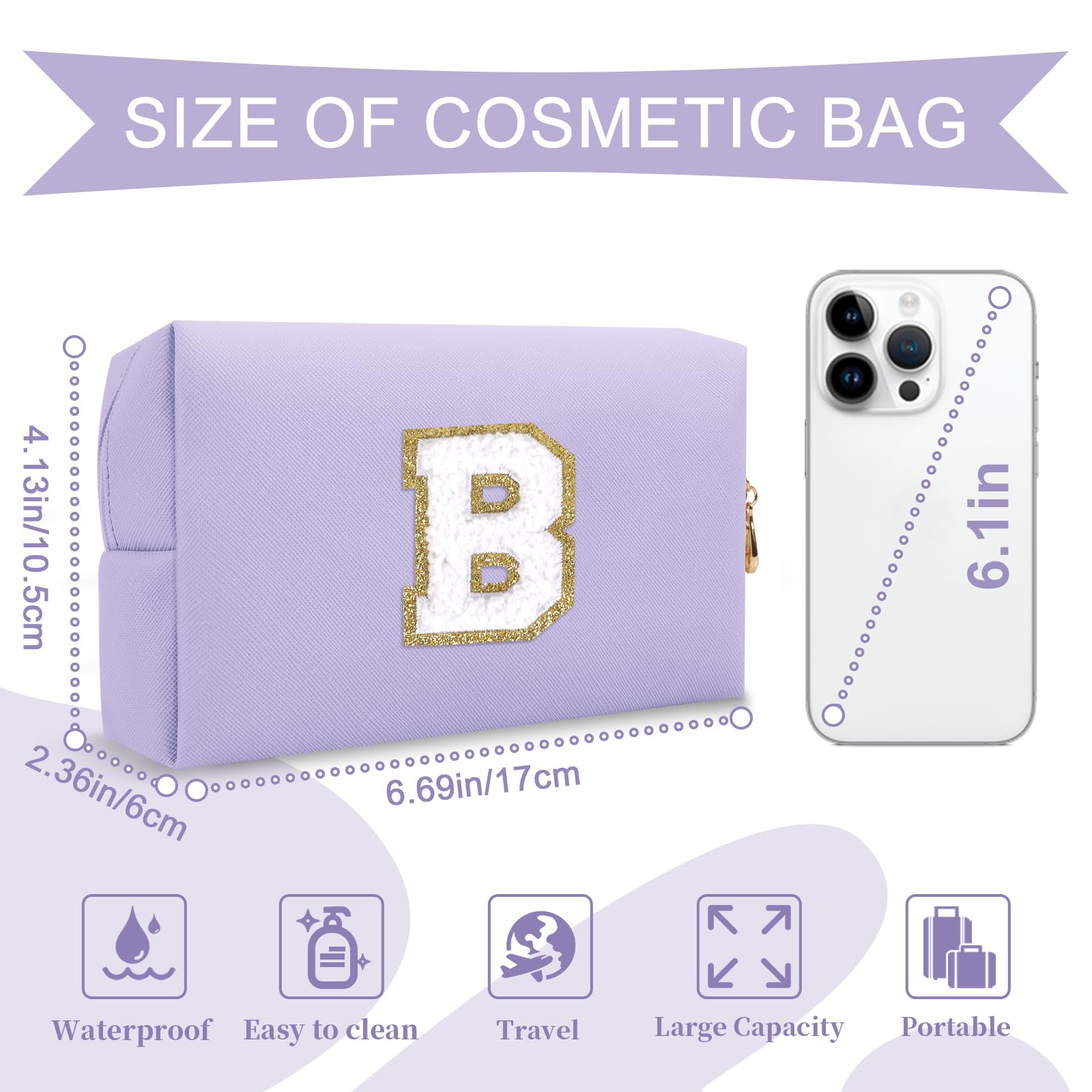 ChaoGreat PU leather makeup bag zipper detail for easy travel use.