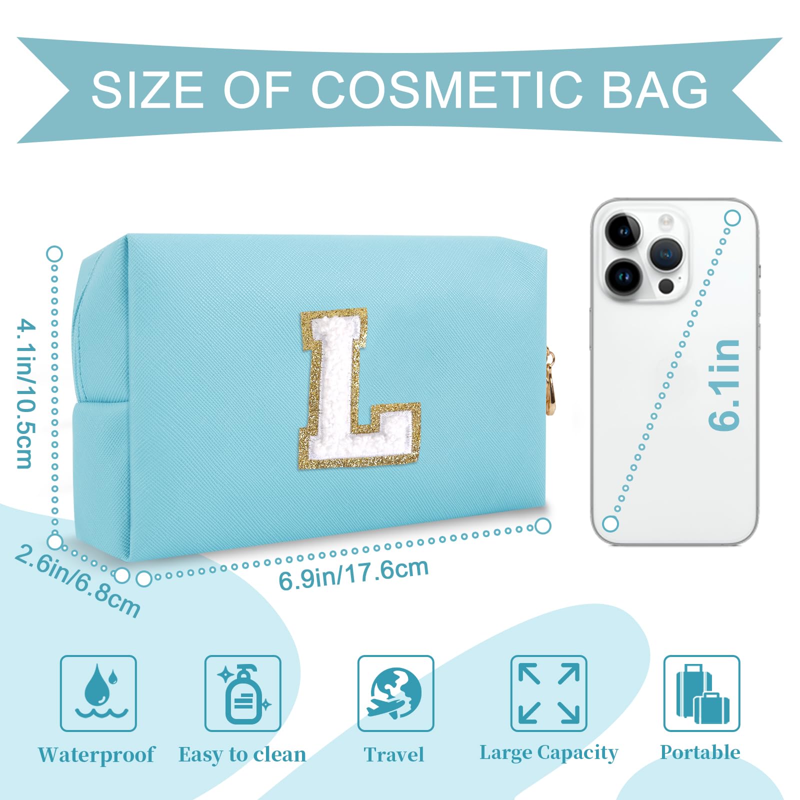 ChaoGreat waterproof PU leather makeup bag with gold zipper detail