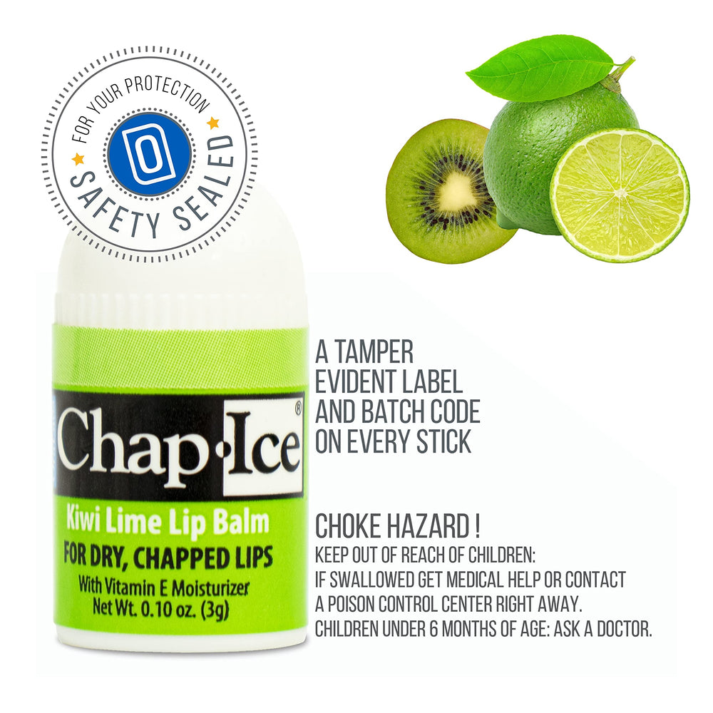 Chap-Ice lip balms with Vitamin E provide hydration support.