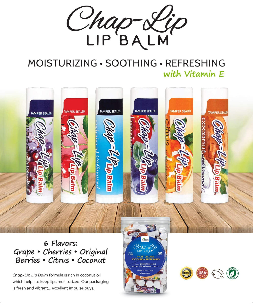 Chap-Lip Lip Balm six flavors variety invites effortless on-the-go lip care.