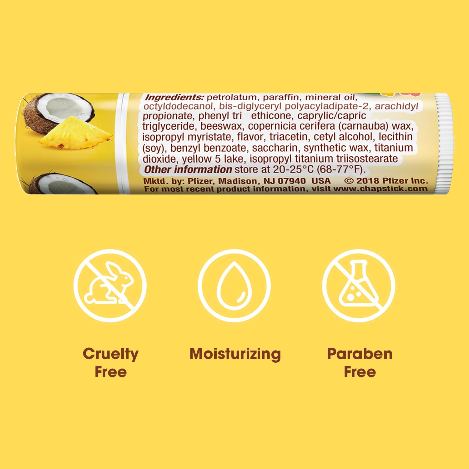 ChapStick Aloha Coconut tubes close-up highlighting smooth application and tropical lip care