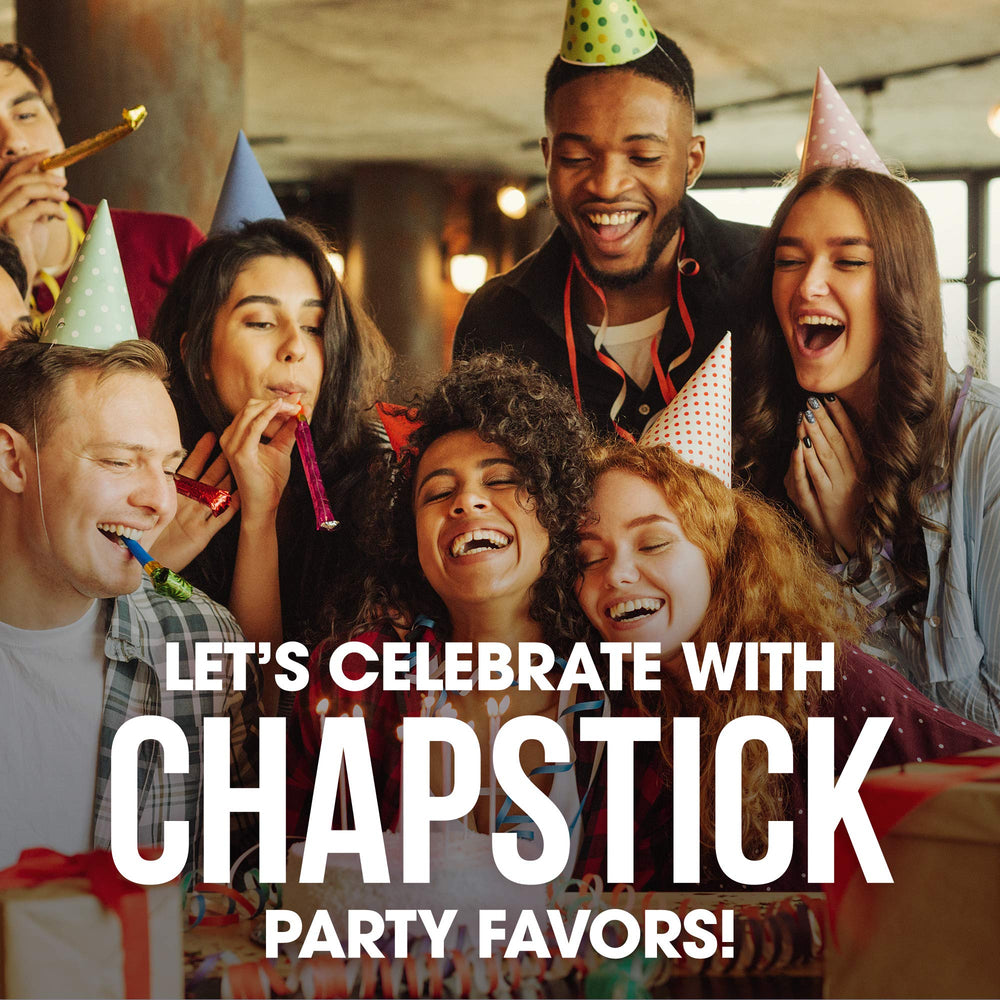 ChapStick birthday cake flavor tubes sparkling festive lip care moment.