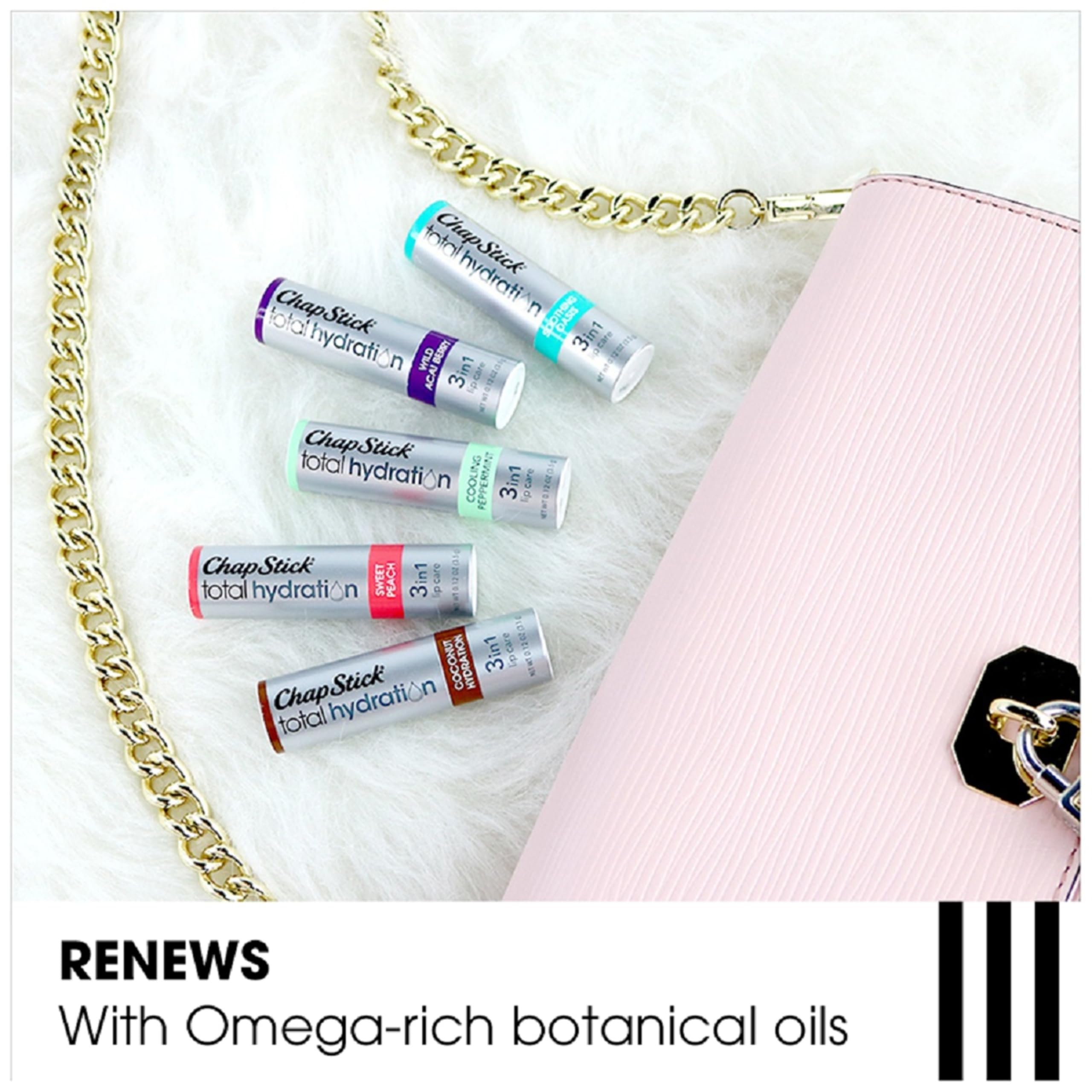 ChapStick botanical oils oil-rich formula emphasizes deep moisture for lips