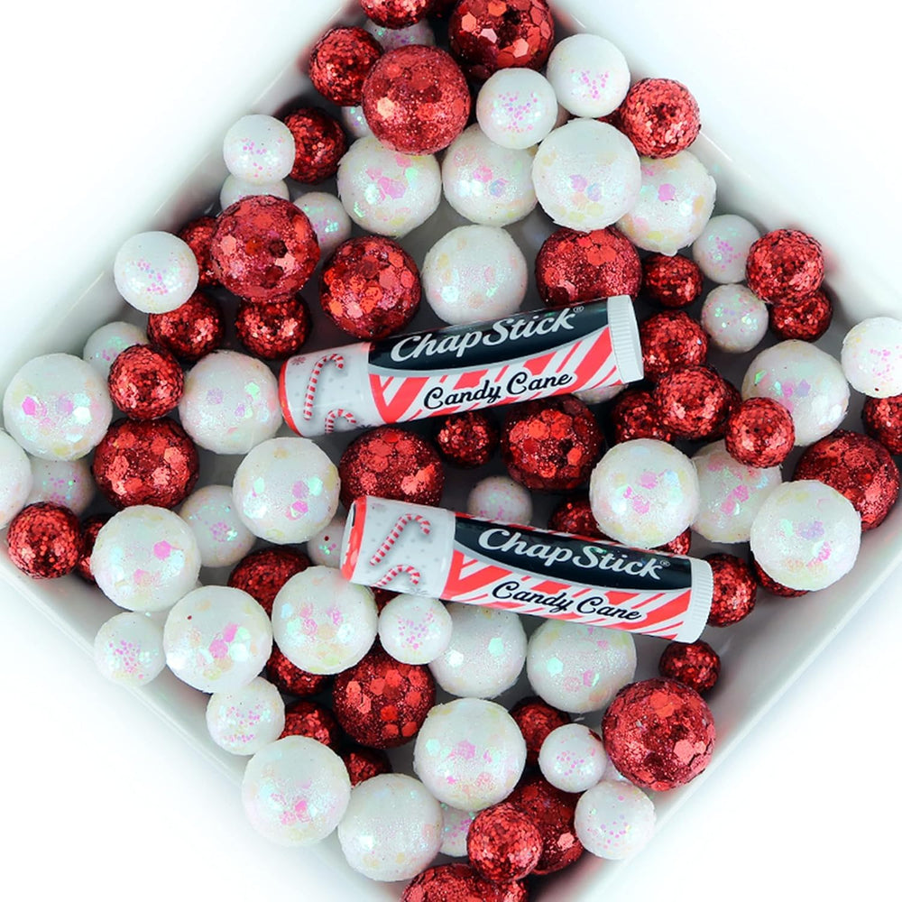 ChapStick Candy Cane being applied for quick, refreshing lip hydration.