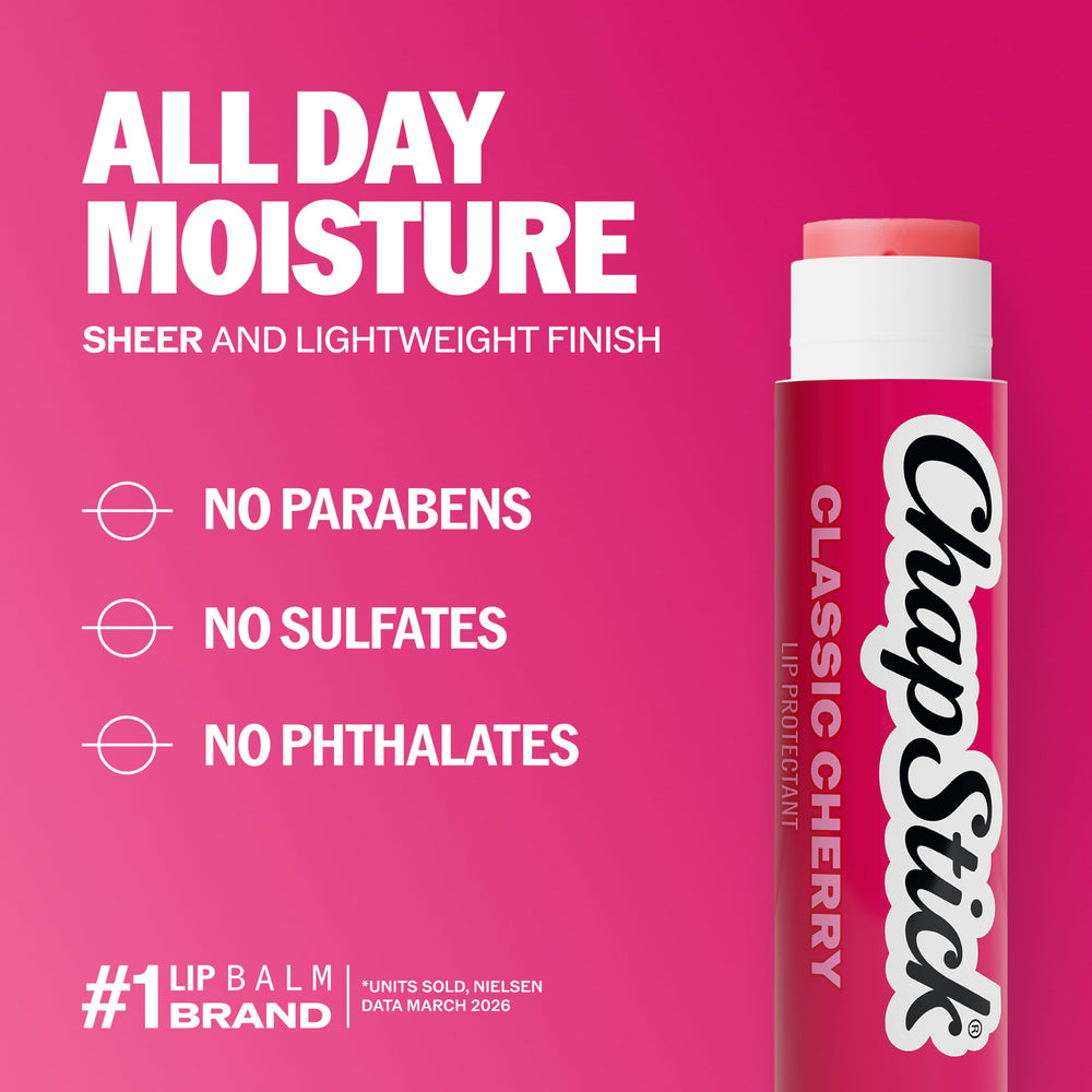 ChapStick cherry in a purse demonstrating on-the-go lip care convenience