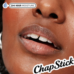 Texture shot of ChapStick cherry balm showing lightweight sheen and hydration