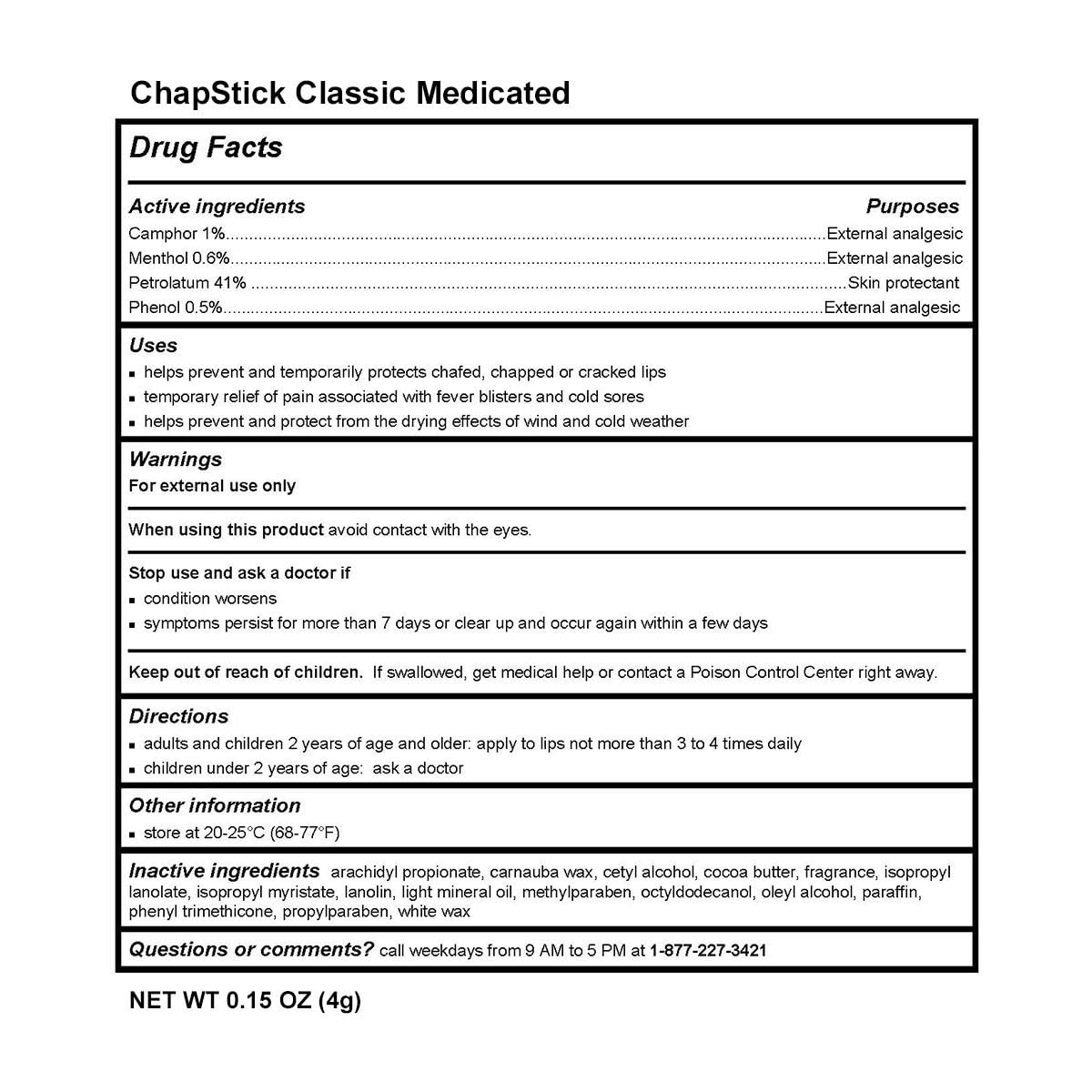 ChapStick Classic Medicated lip balm in hand ready for use during seasonal dryness.