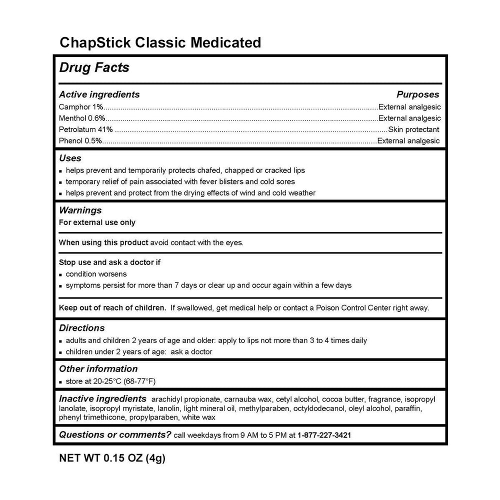 ChapStick Classic Medicated lip balm in hand ready for use during seasonal dryness.