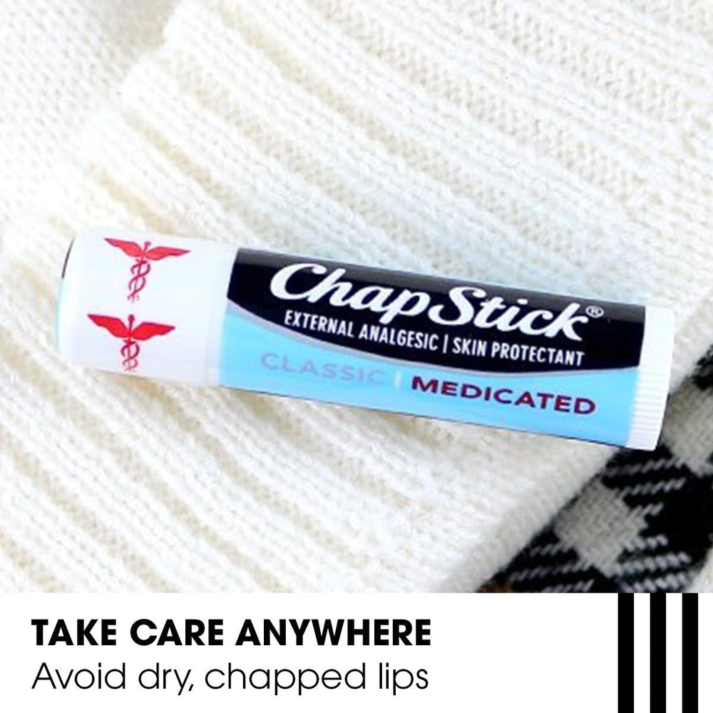 ChapStick Classic Medicated lip balm pocket-ready tube for quick lip care away from home.