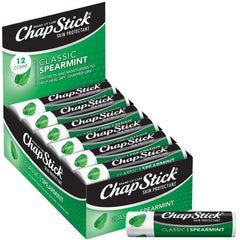ChapStick Classic Spearmint twelve-pack tubes for easy on the go moisture.