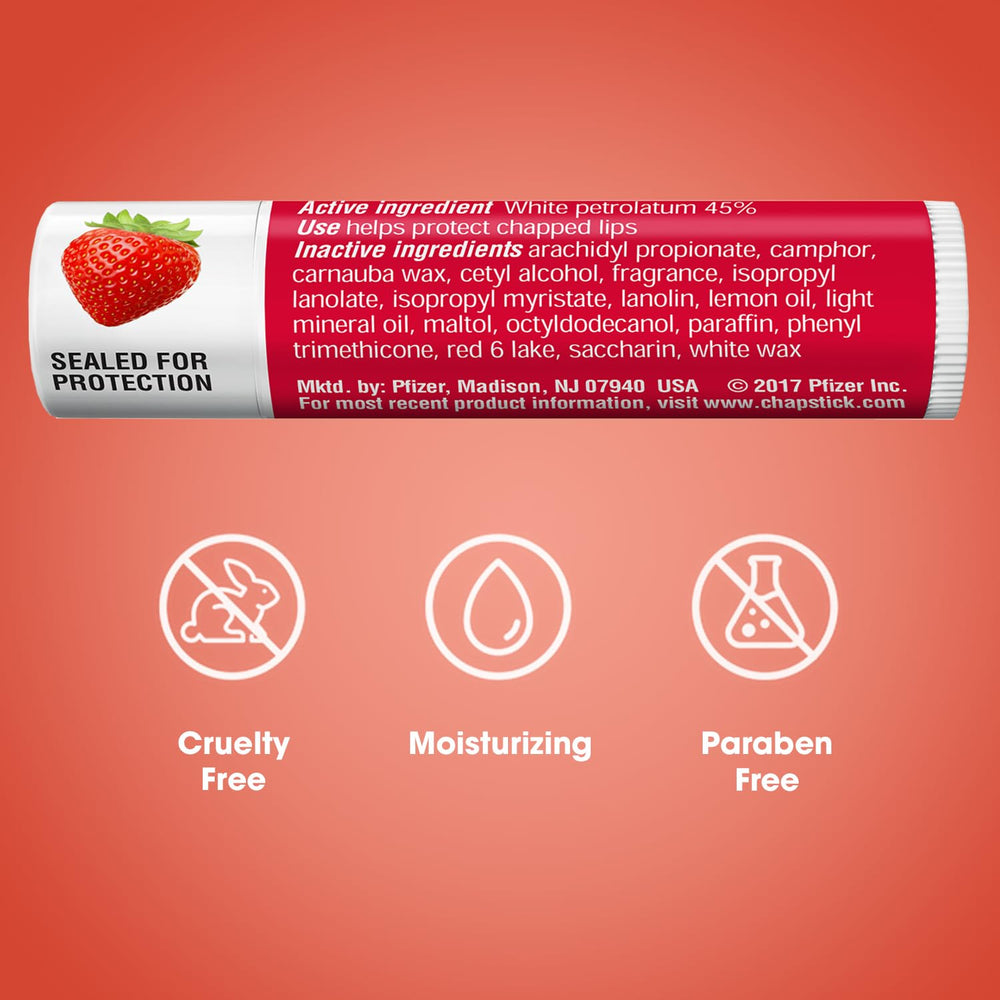 ChapStick classic strawberry color tint adds a subtle shine.