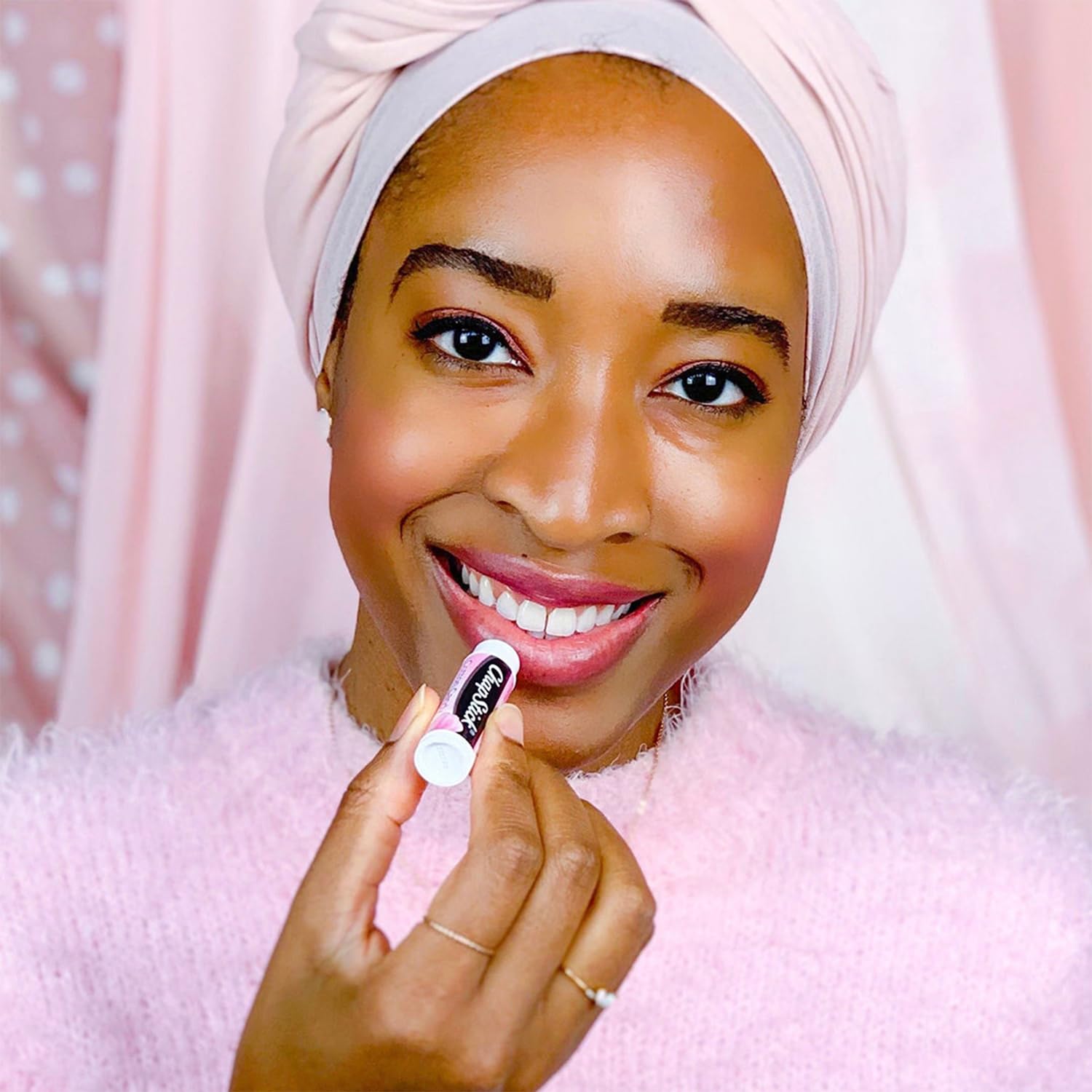 ChapStick Cotton Candy being applied for quick lip hydration on the go
