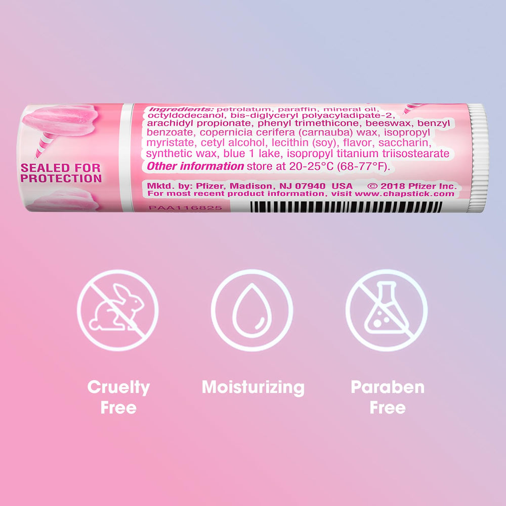 ChapStick Cotton Candy with glossy finish for a subtle tasty sheen