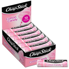 ChapStick Cotton Candy tube front showing flavor and compact on-the-go moisture