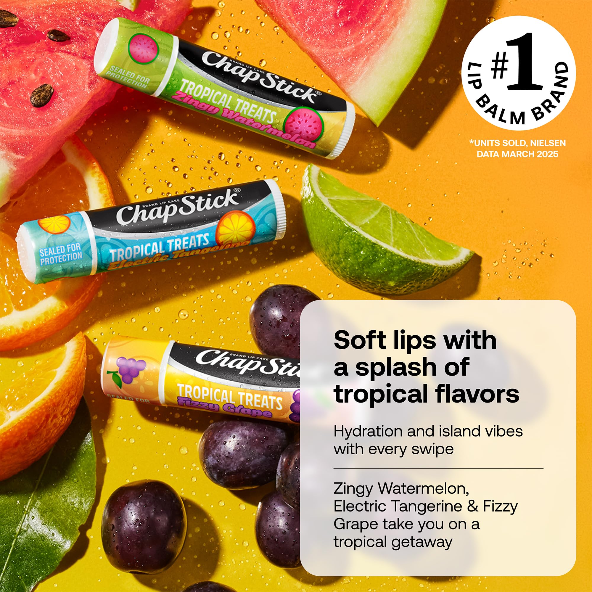 ChapStick Fizzy Grape close-up shows glossy, non-sticky texture.