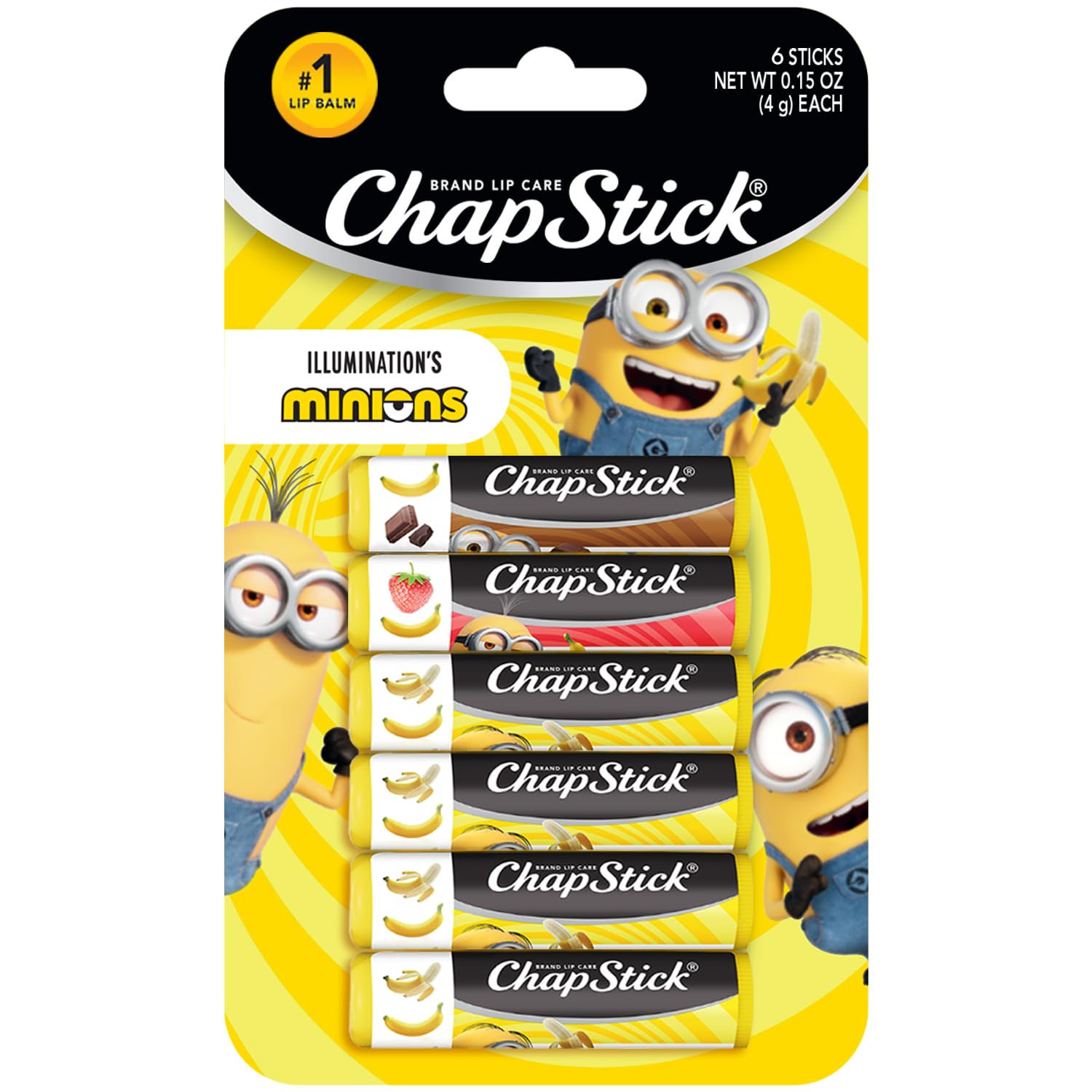 ChapStick Minions Banana-Nana pack ready for kids' party favors and gifts.