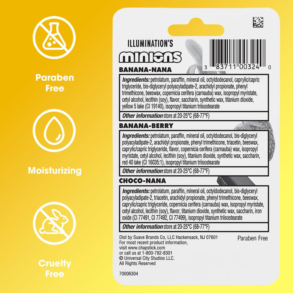 ChapStick Minions pocket-size lip care emphasizes portable convenience for school or travel
