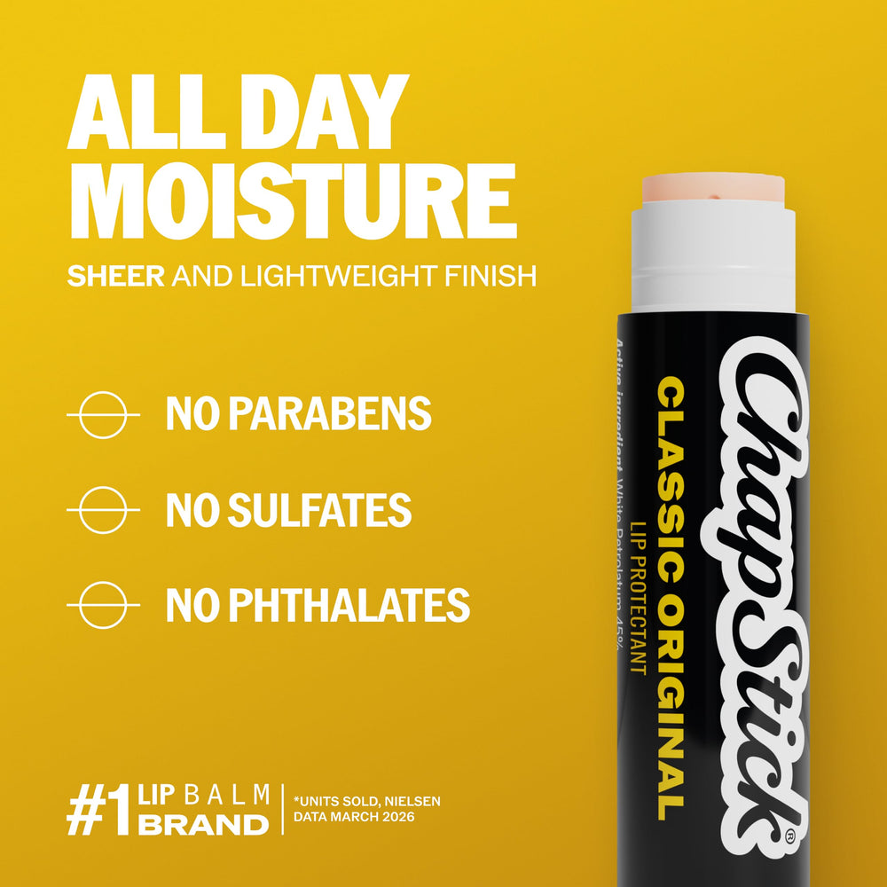 ChapStick Original being applied outdoors showing protection from elements