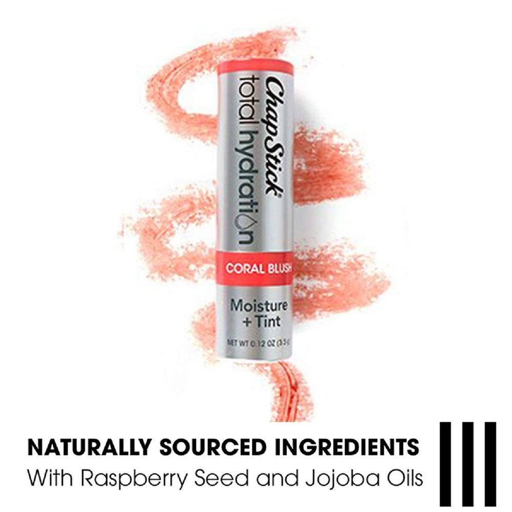 ChapStick Total Hydration Tint Coral Blush packaging is compact and portable.