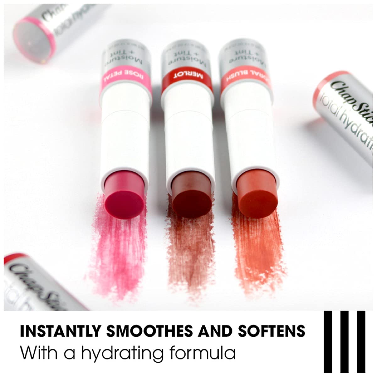 ChapStick Total Hydration Tint Coral Blush swivel action enables simple reapplication.