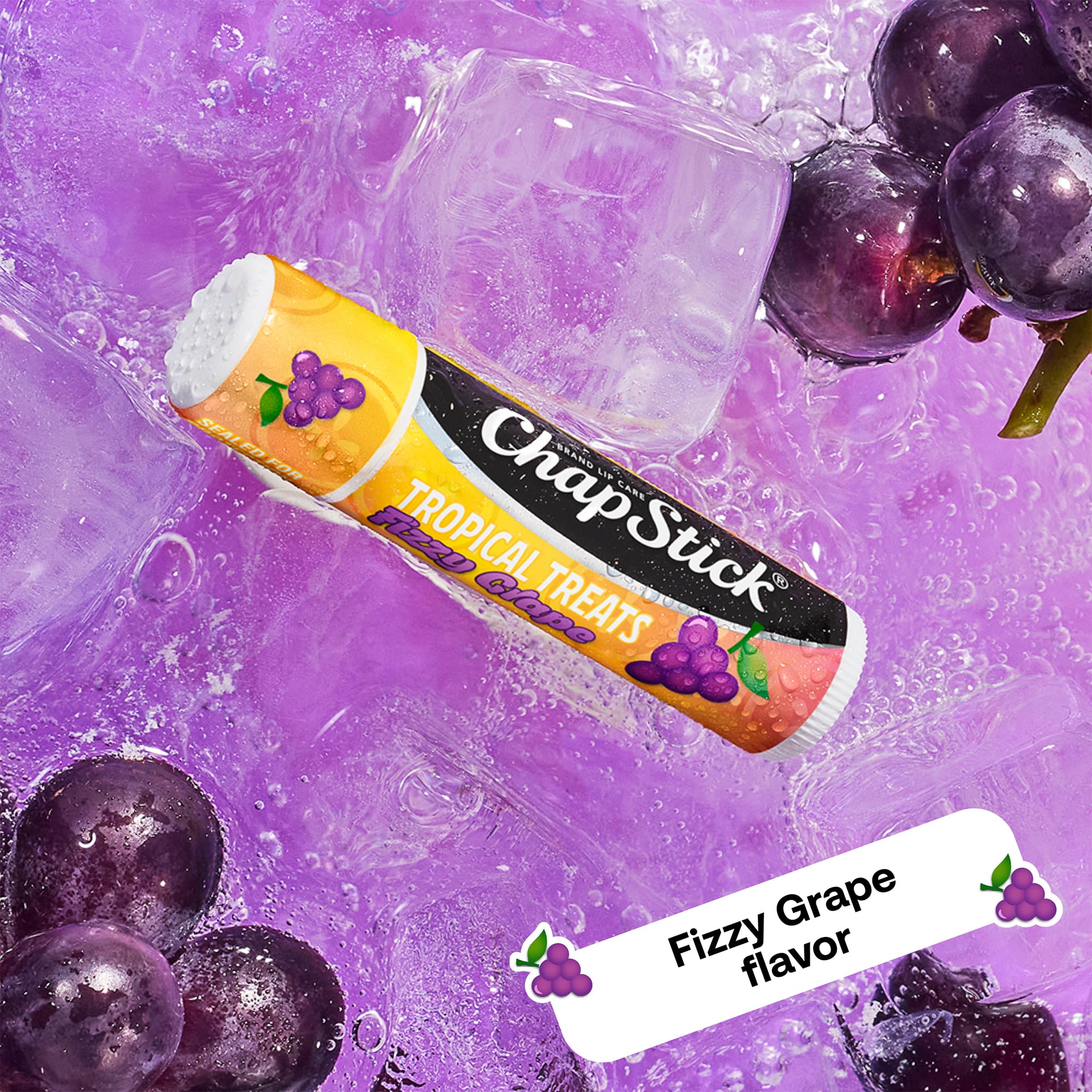ChapStick Tropical Treats packaging back highlights American lip balm heritage