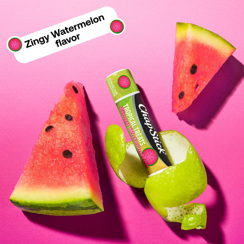 ChapStick Tropical Treats Zingy Watermelon stick delivers fresh watermelon lip care
