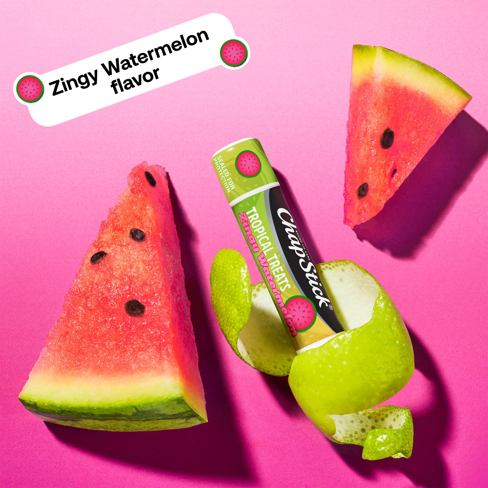 ChapStick Zingy Watermelon twist cap ready for on-the-go hydration.