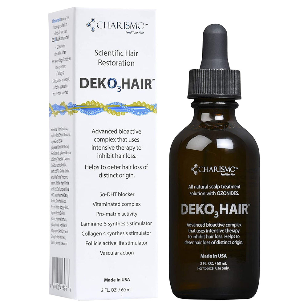 Charismo USA Dekohair serum packaging on display suggests premium quality.