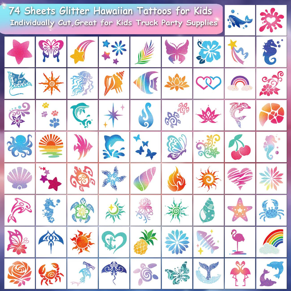 CHARLENT glitter tattoos tropical designs showcased for summer fun