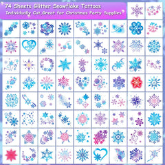 CHARLENT kid-friendly snowflake tattoos with vivid glitter for festive wear.