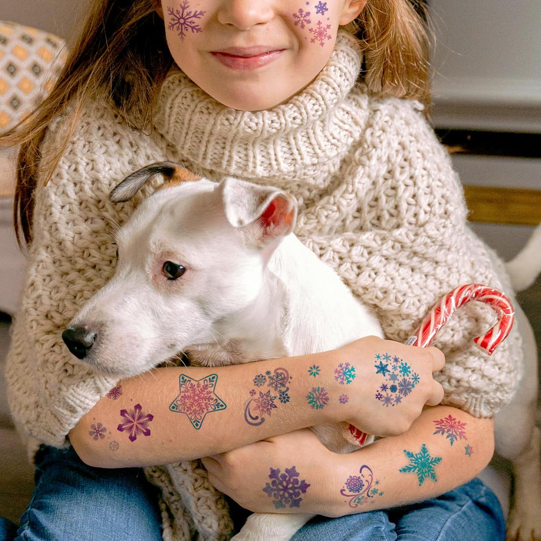 CHARLENT waterproof snowflake tats stay vibrant through baths and outdoor play.