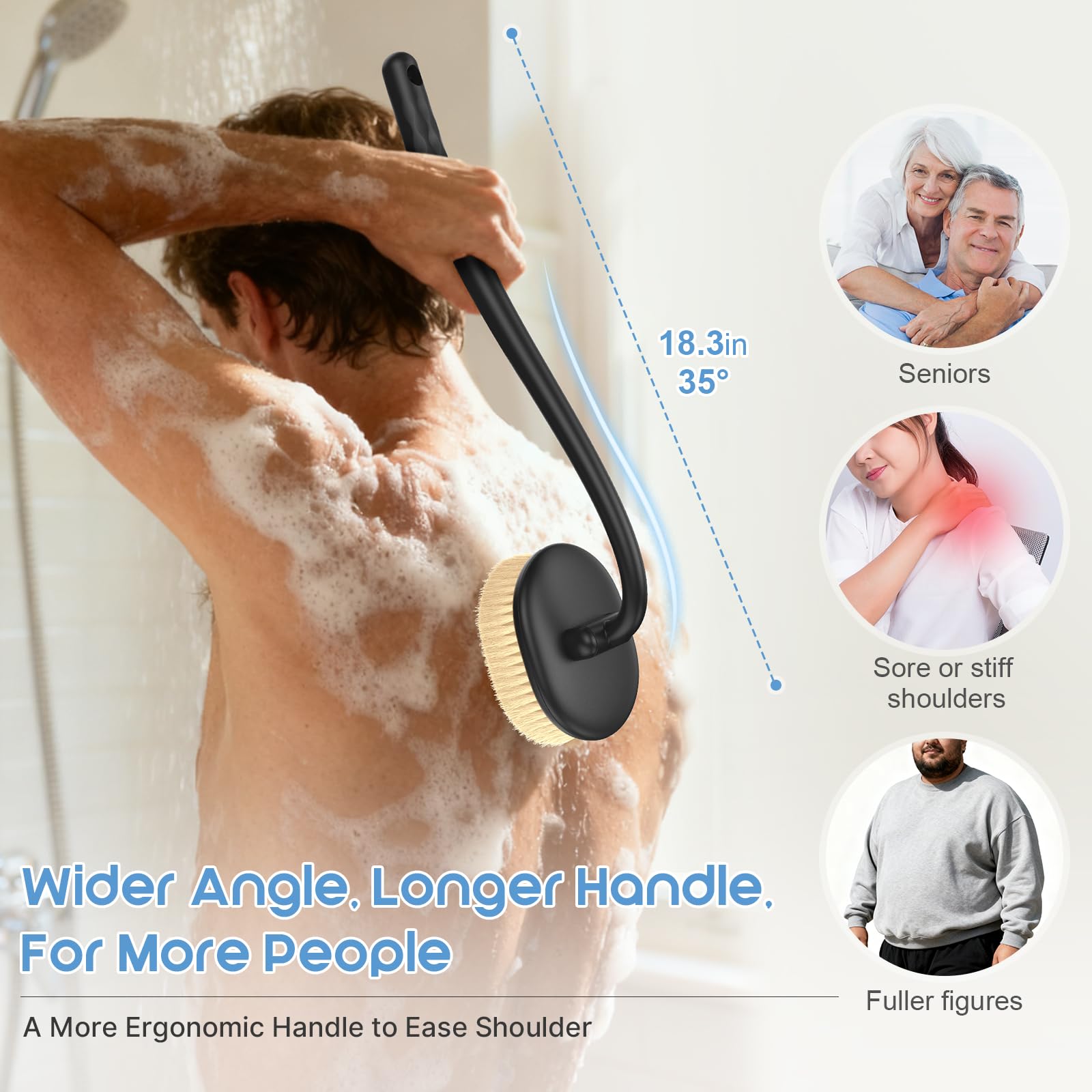 Charlie & Mollie bristle head for more thorough back cleansing