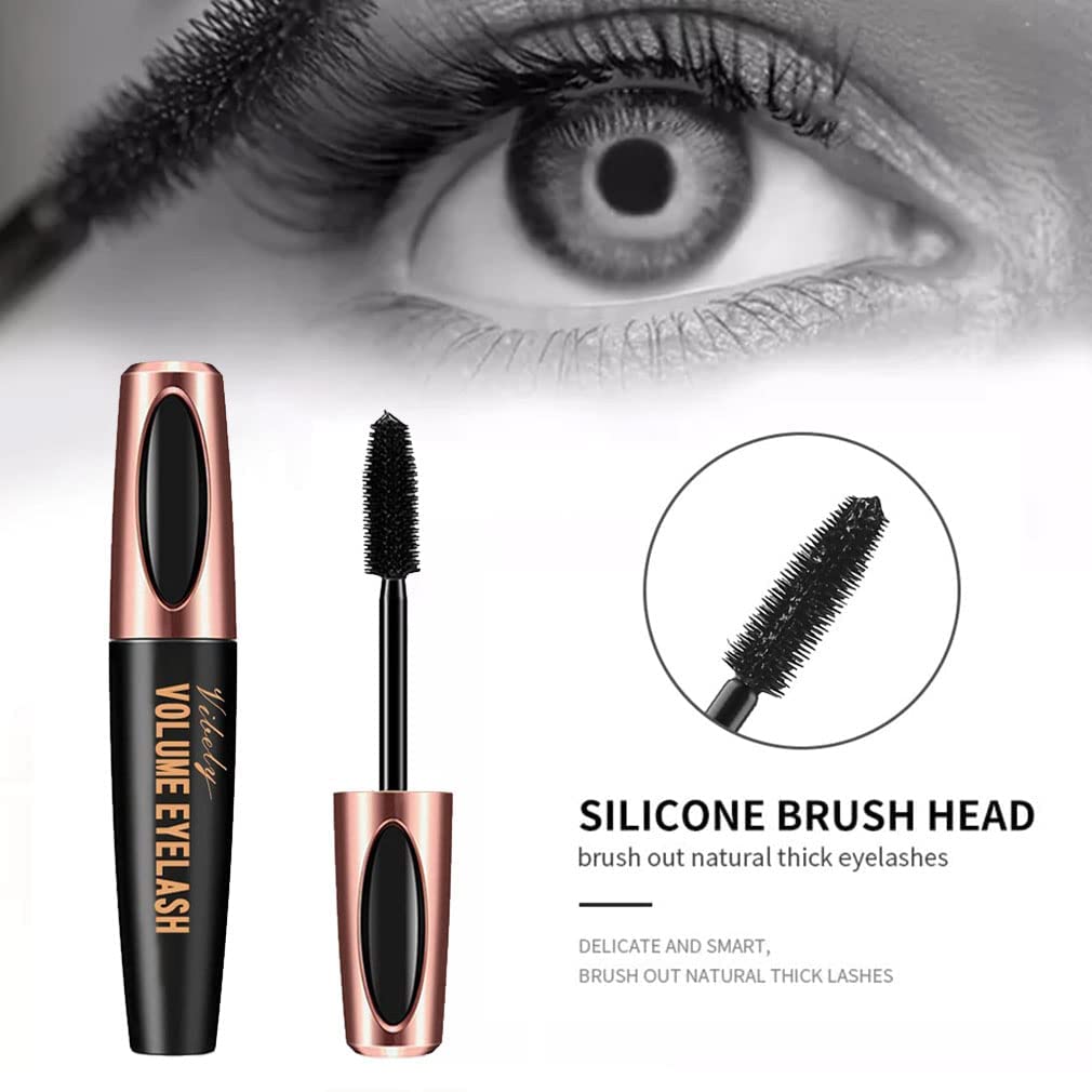 Charm Kiss 4D Silk Fiber Lash Mascara application on lashes demonstrates volumizing effect
