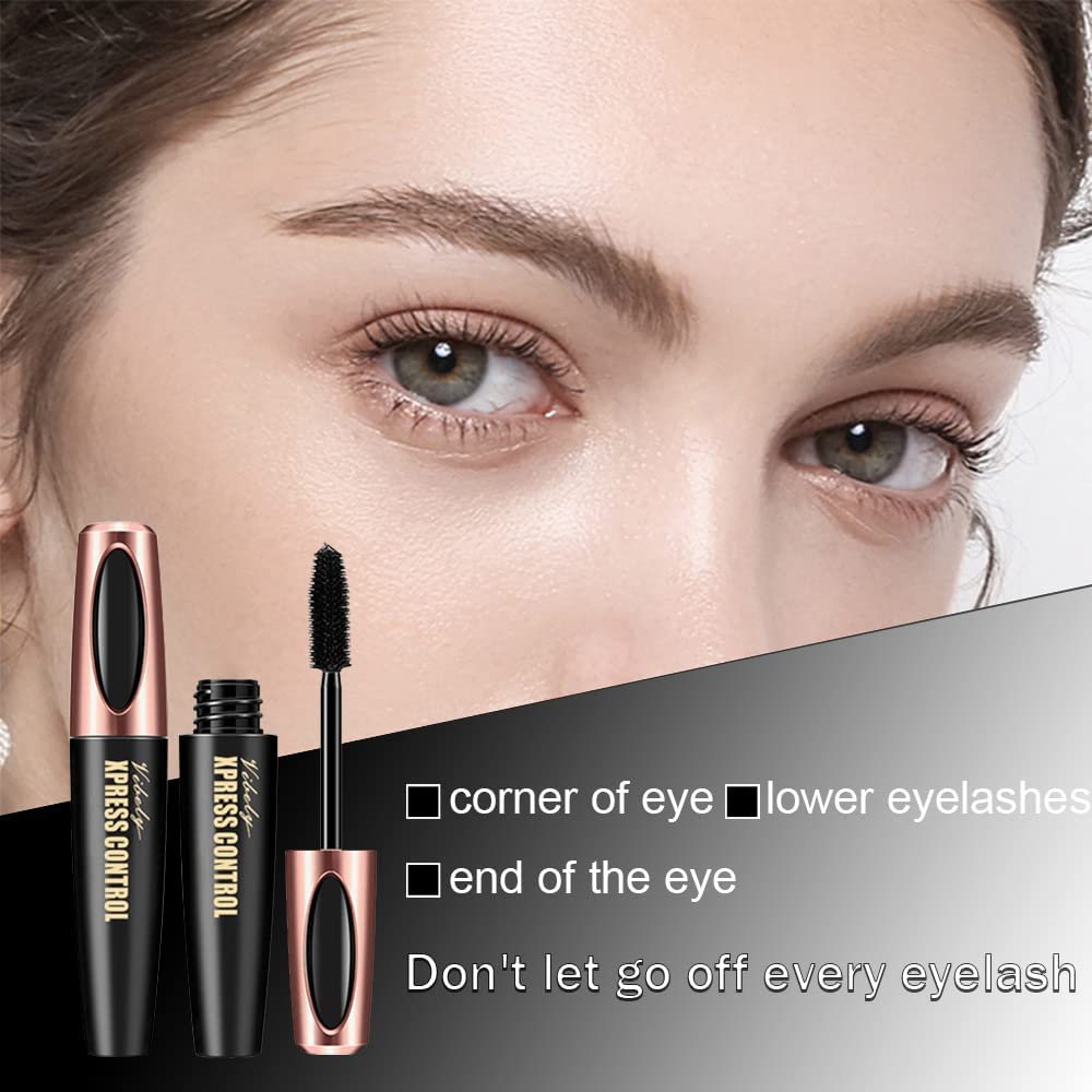Charm Kiss 4D Silk Fiber Lash Mascara packaging highlights a four-pack value