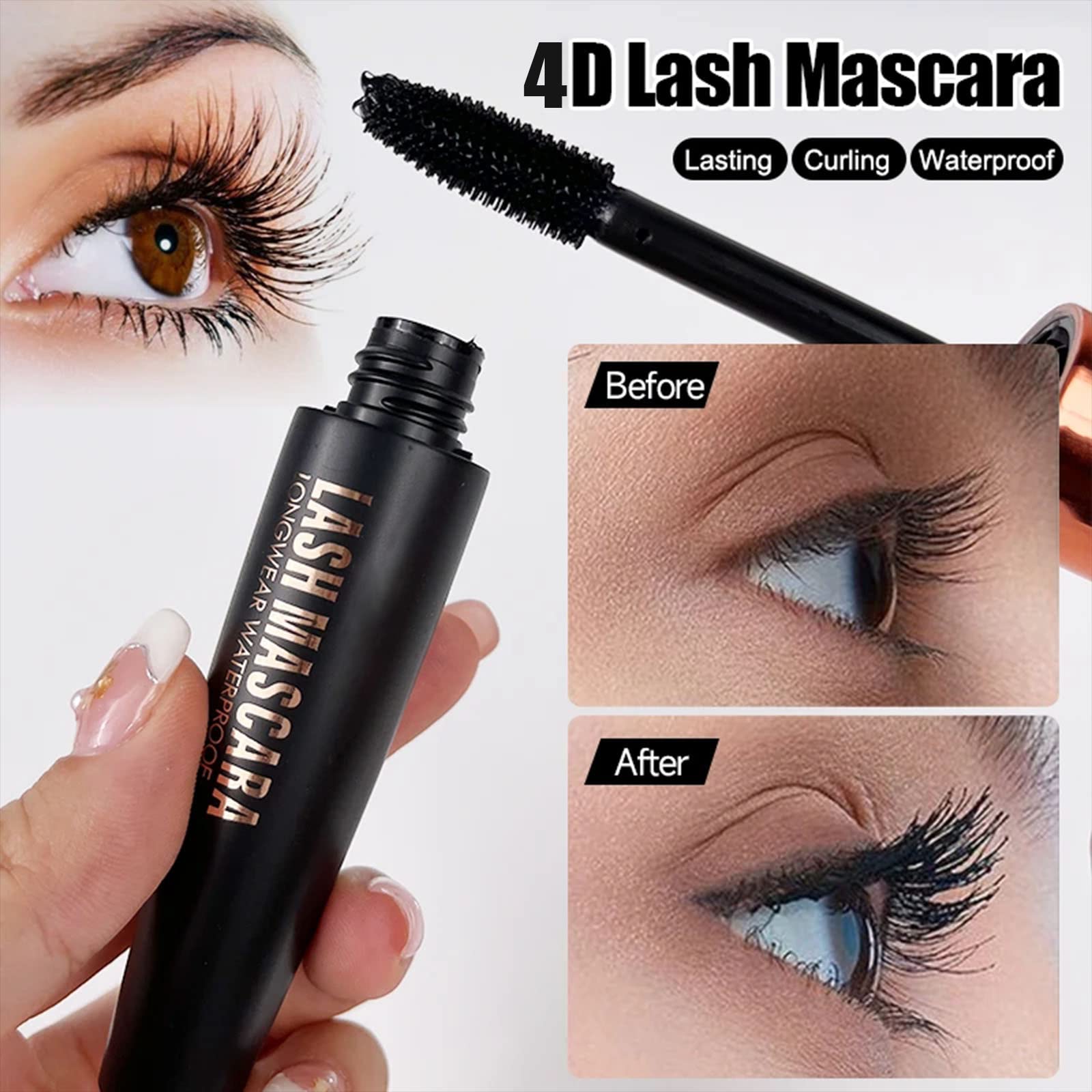 Charm Kiss 4D Silk Fiber Lash Mascara swatches show even distribution