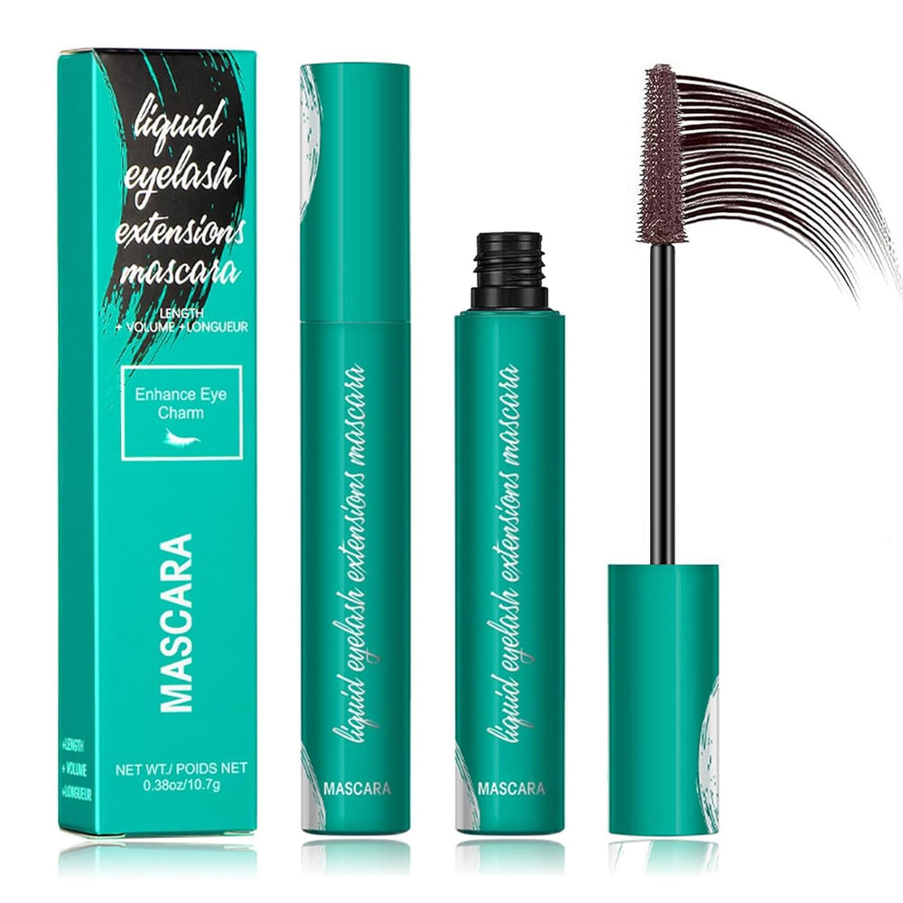 Charm Kiss thick brown mascara bottle highlights long-lasting definition for daily wear.
