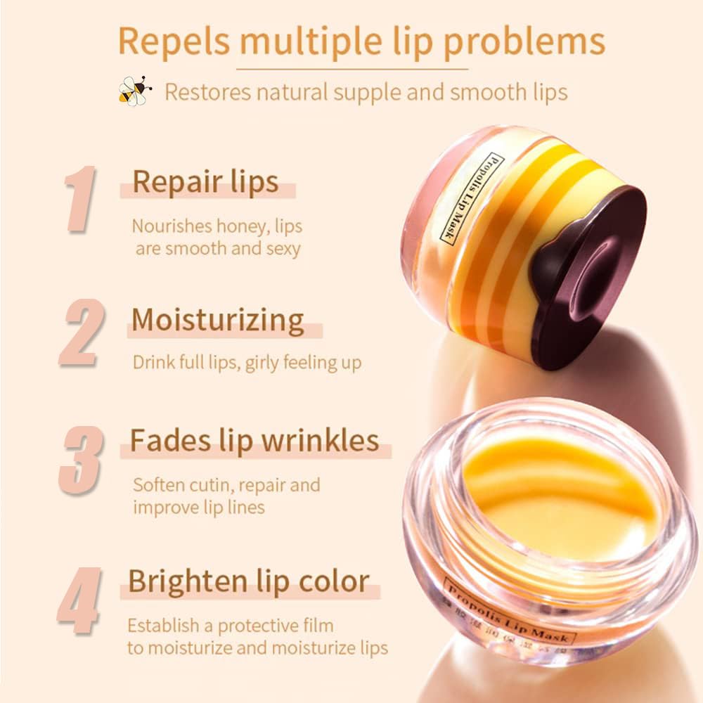 Charm Kiss propolis lip mask jar close-up showing nourishing formula.