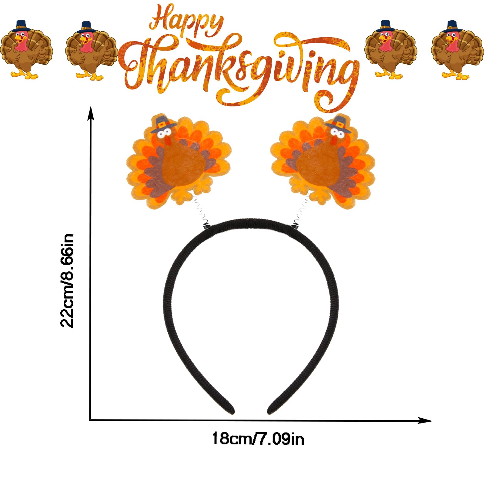 CHARMARK Turkey headband front design turkey highlight for stylish Thanksgiving outfit.