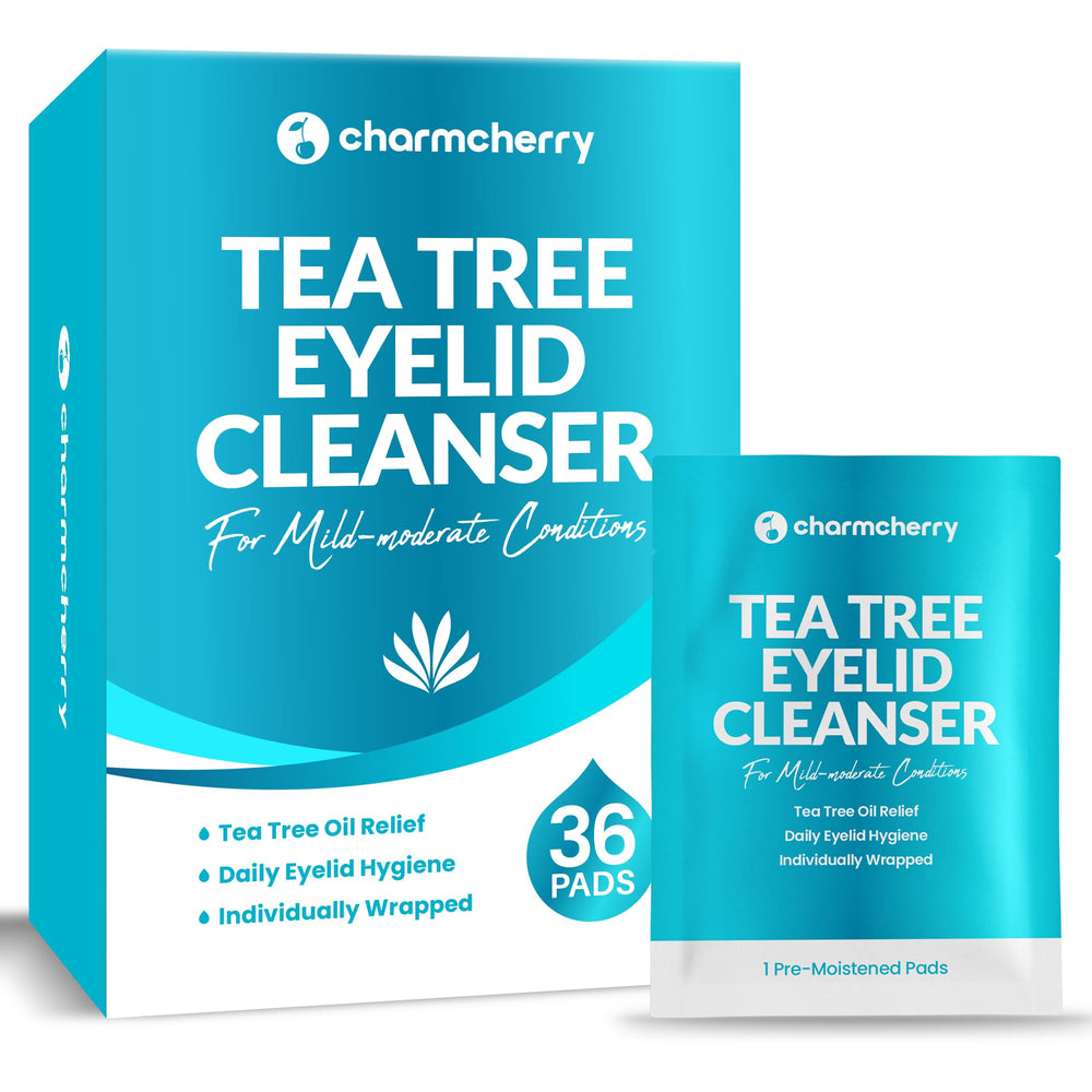 CharmCherry eyelid wipes packaging close-up for travel-friendly eye care