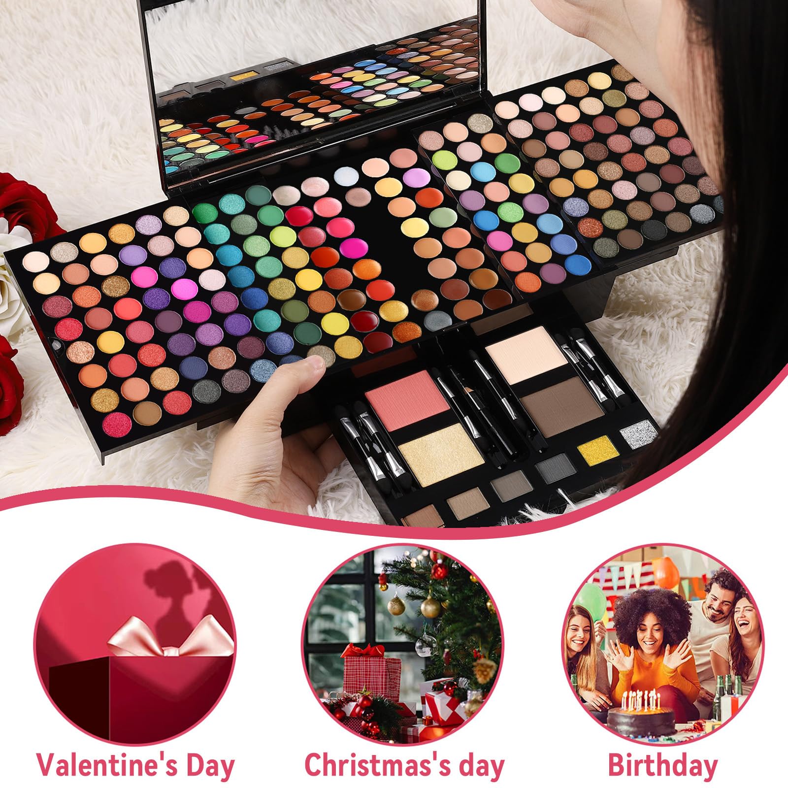 CHARMCODE travel-makeup-kit compact with large mirror supports on-the-go styling