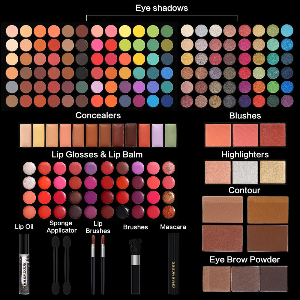 Charmcode eyeshadow palette swatches highlight rich matte and shimmer shades