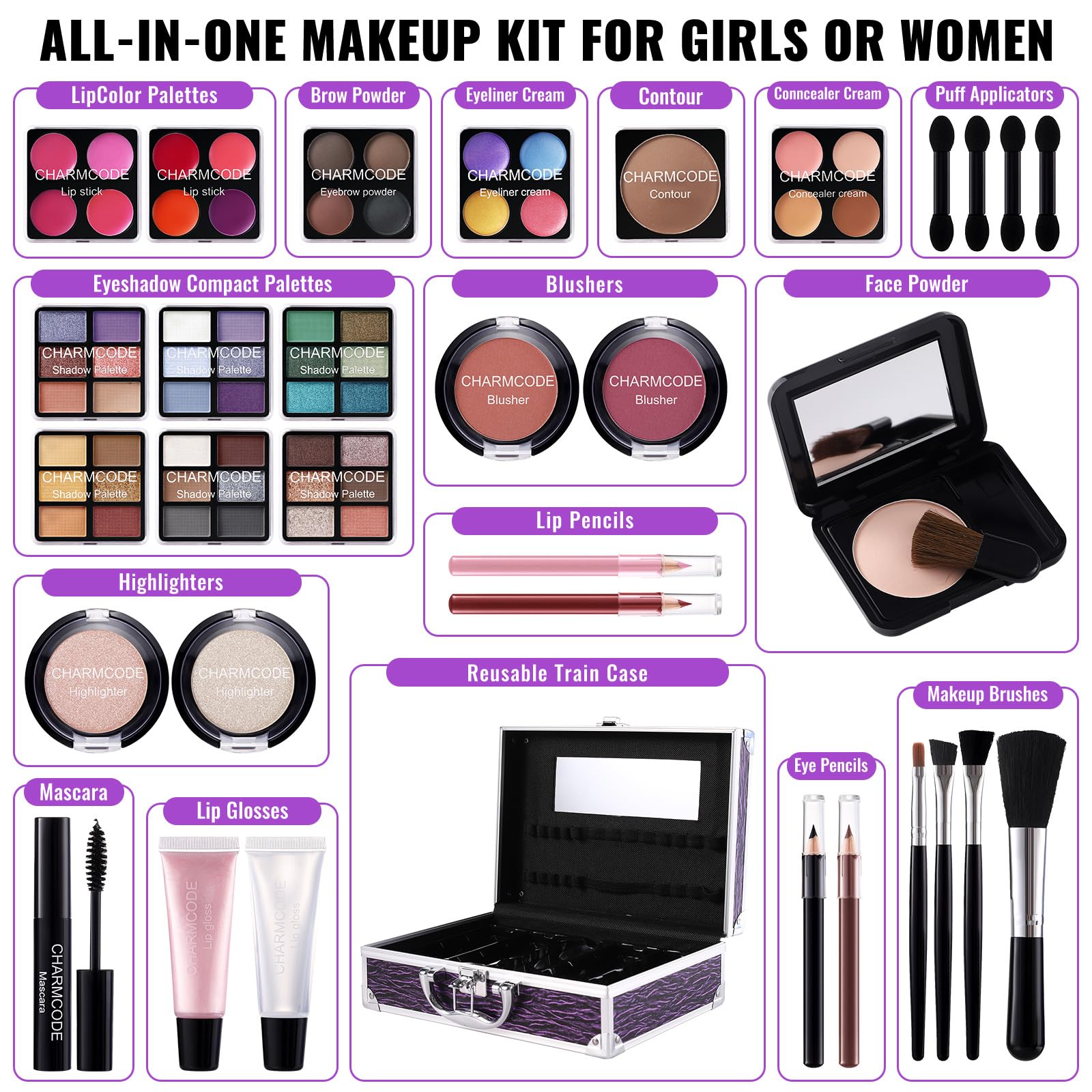 CHARMCODE eyeshadow palette with matte and shimmer shades for versatile day-to-night looks
