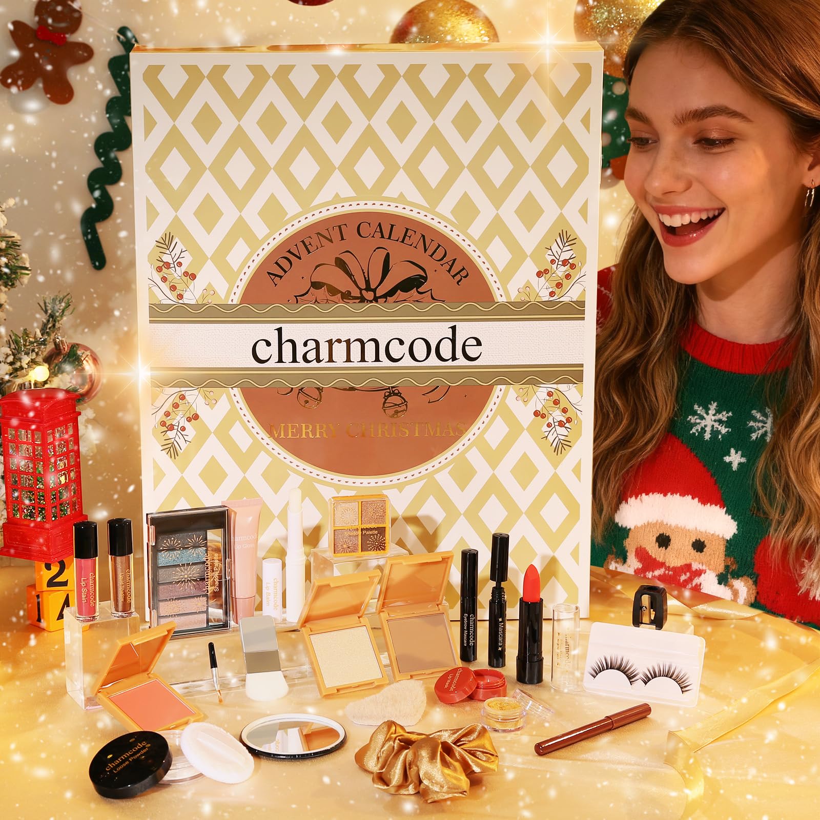 CHARMCODE liquid eyeshadow and lip color kit closeup supports versatile makeup options.