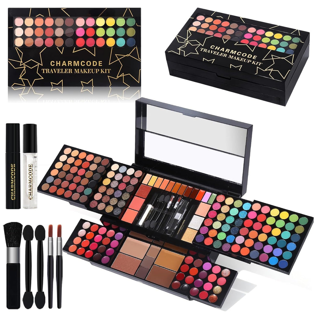 CHARMCODE professional all-in-one makeup kit compact case closed for easy on-the-go makeup