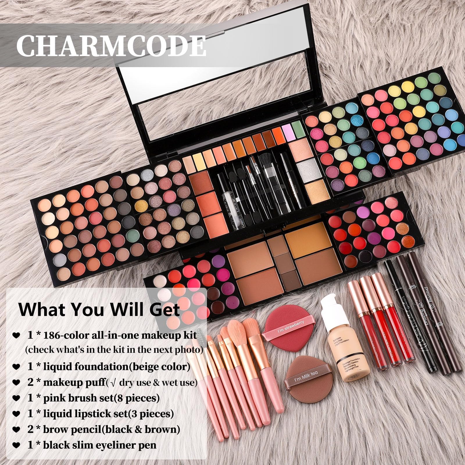 Charmcode travel-compact makeup kit closed showcases sleek portability for busy days