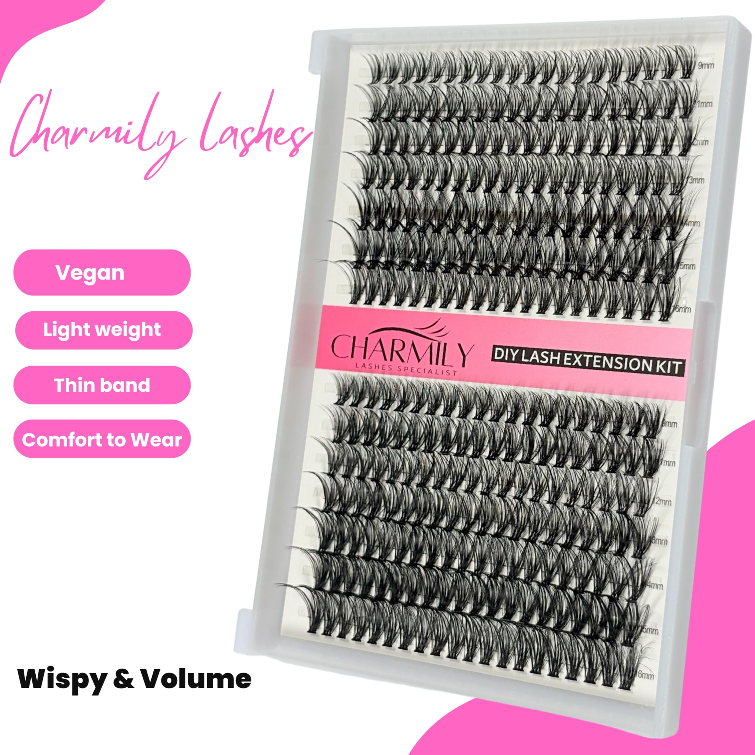 Charmily 30D-40D clusters mix enables natural to dramatic lash styles